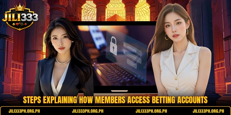 Steps explaining how members access betting accounts
