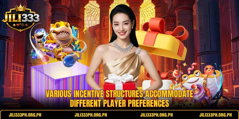 Various incentive structures accommodate different player preferences Various incentive structures accommodate different player preferences